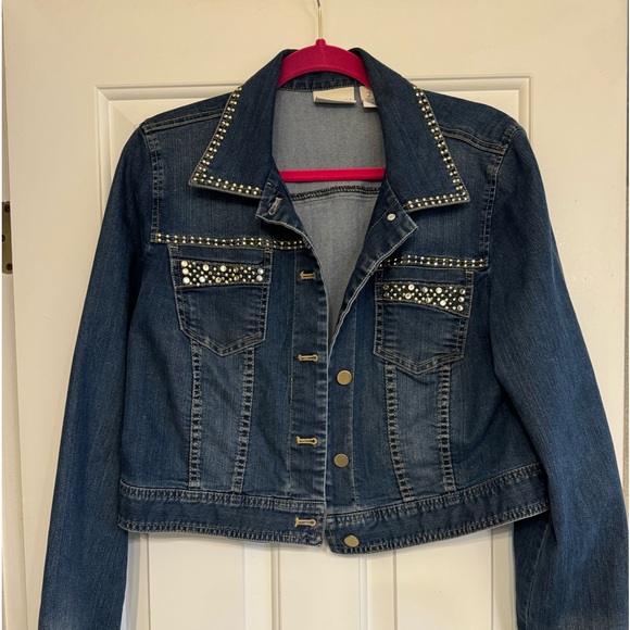 Chico's Jackets & Blazers - CHICOS STUDDED JEAN JACKET